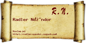Radler Nándor névjegykártya